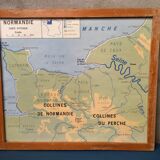 School poster two-sided Paris Basin / Normandy 1960 vintage