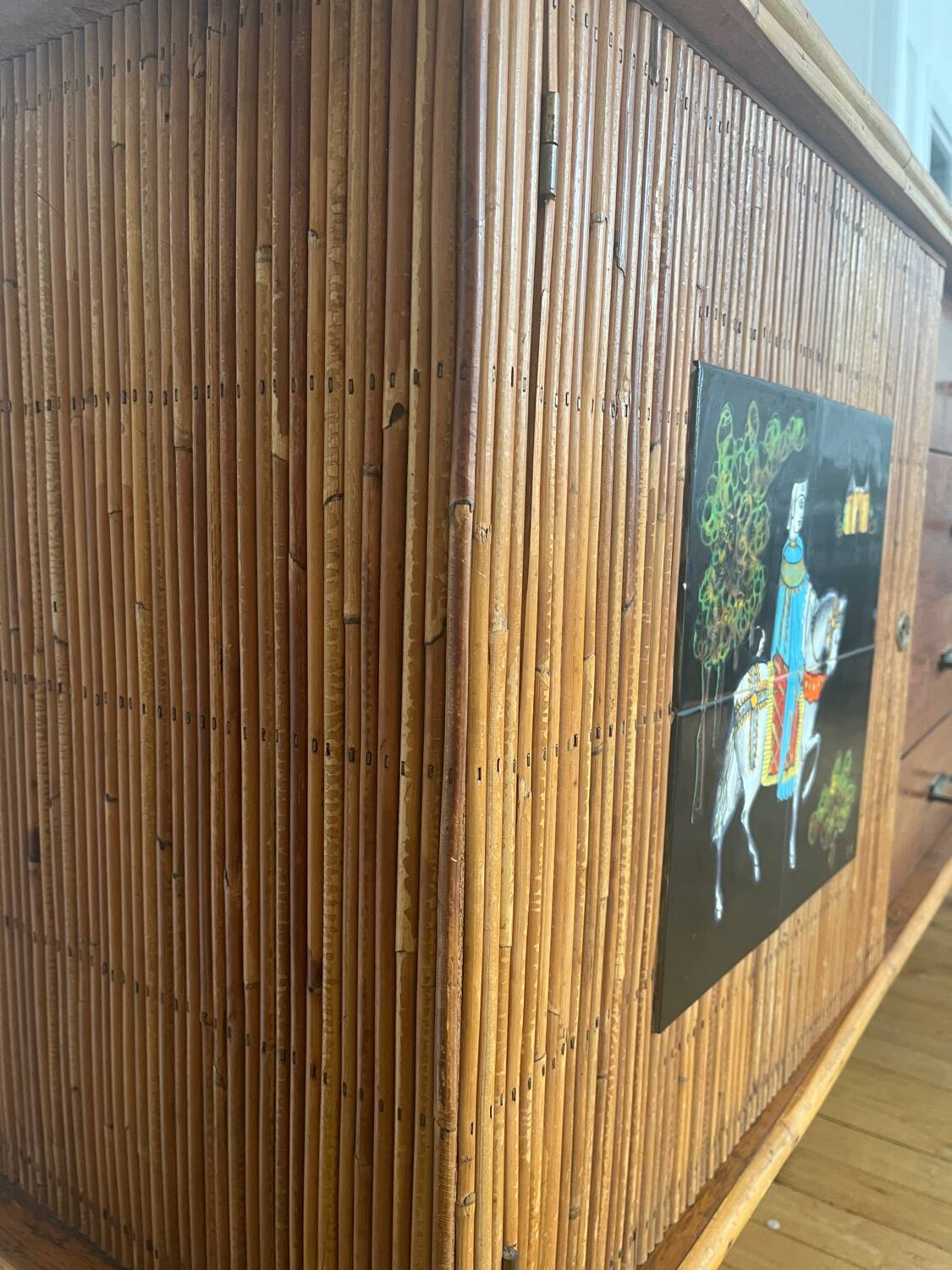 Enfilade en rotin Audoux et Minnet années 50