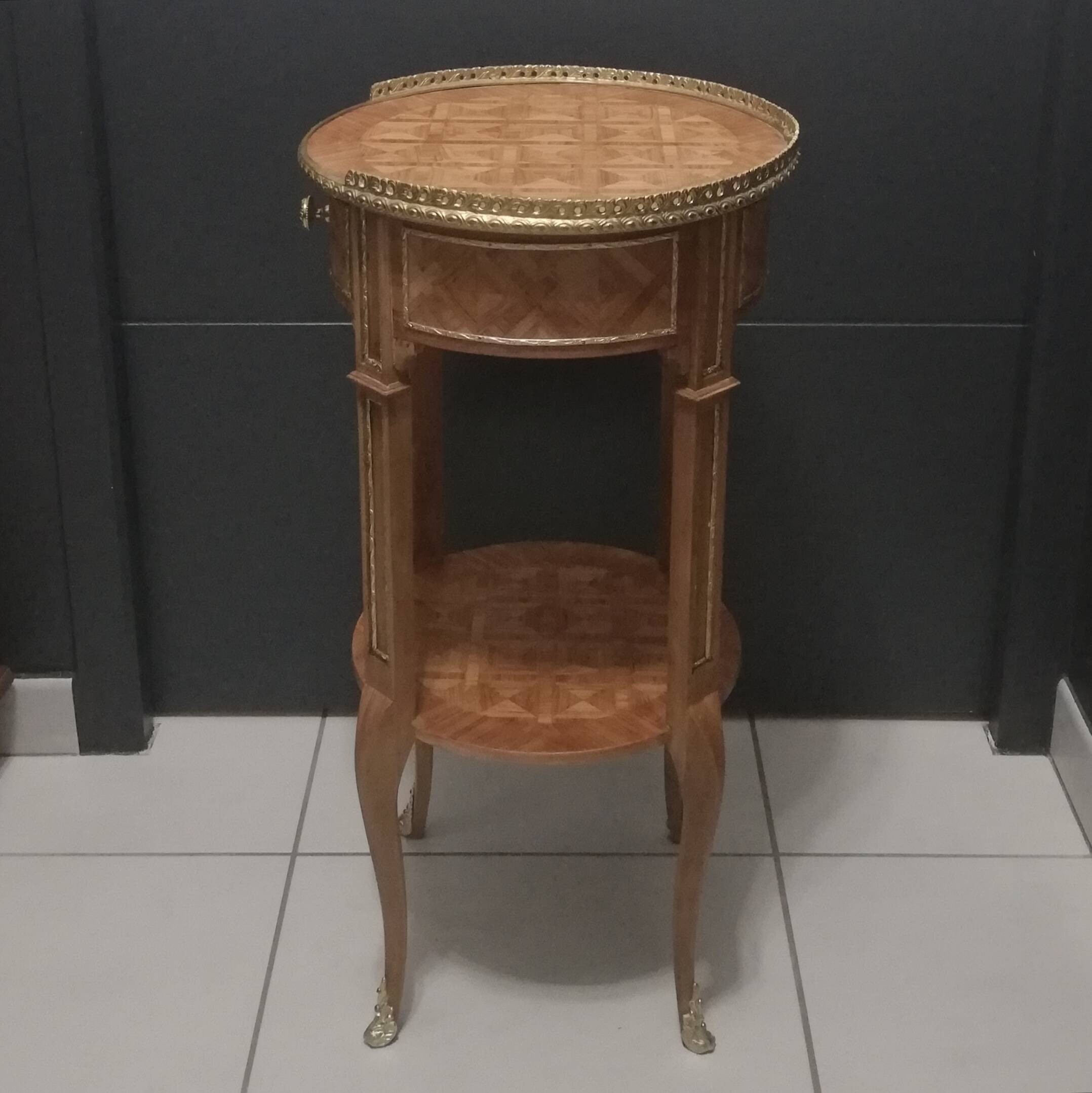 Louis XV style marquetry pedestal table or coffee table