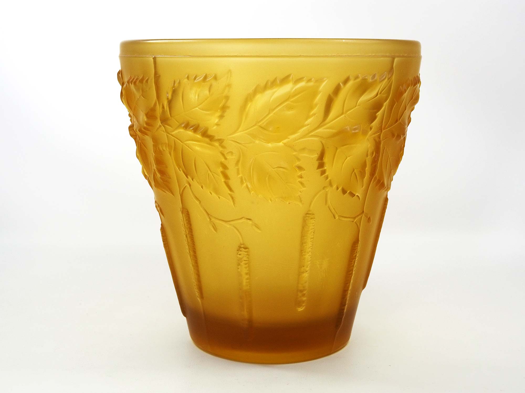 Art nouveau planter in amber glass by josef inwald barolac, 1930s