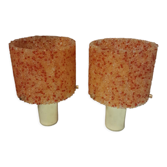 Pair of wall sconces in perspex orange granita