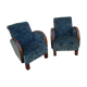 Paire de fauteuils art déco tissu bleu