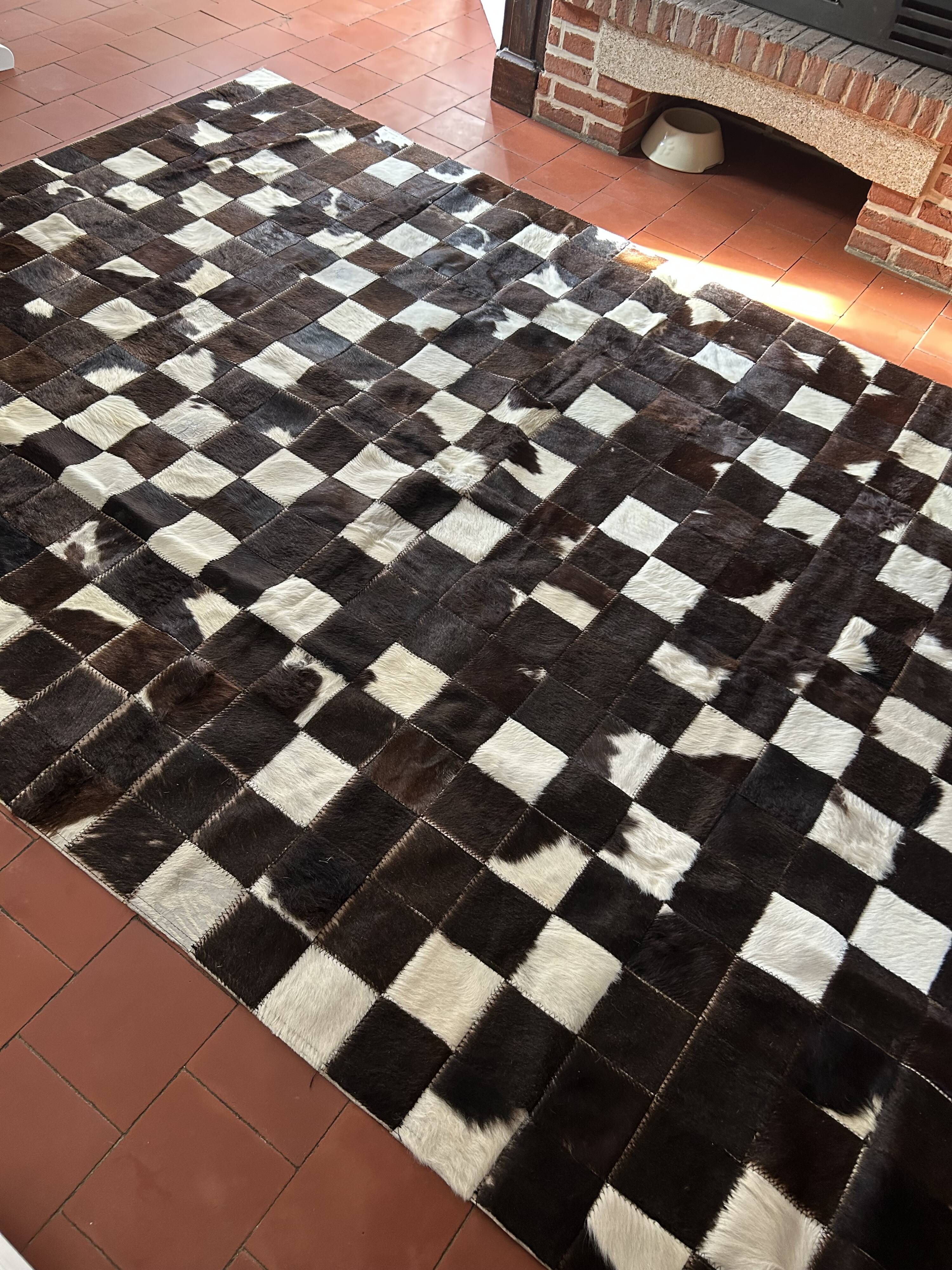 Tapis patchwork en véritable peau de vache 170 × 240 cm