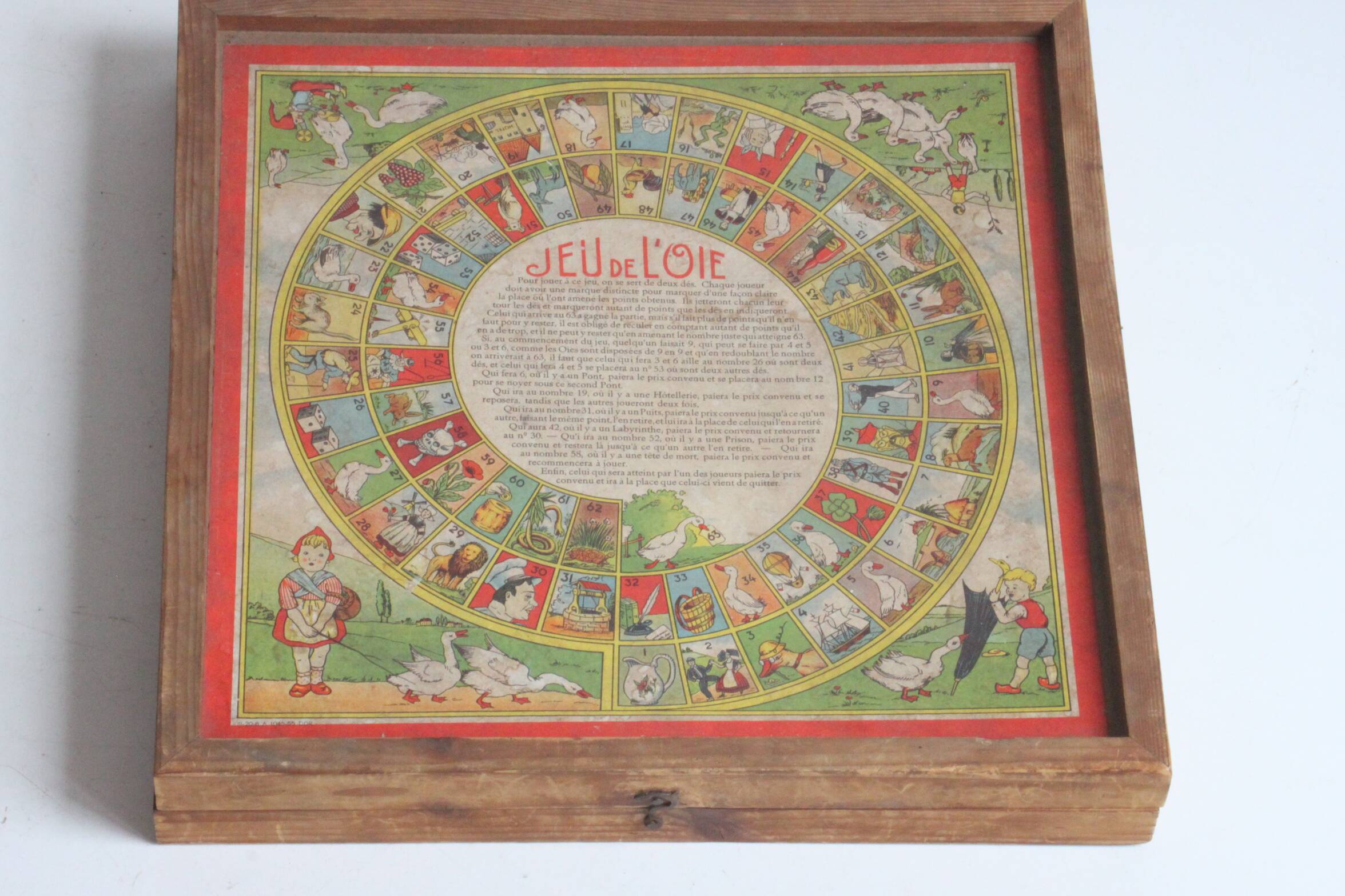 Vintage jeu de l'oie, backgammon and Ludo, 1930S.