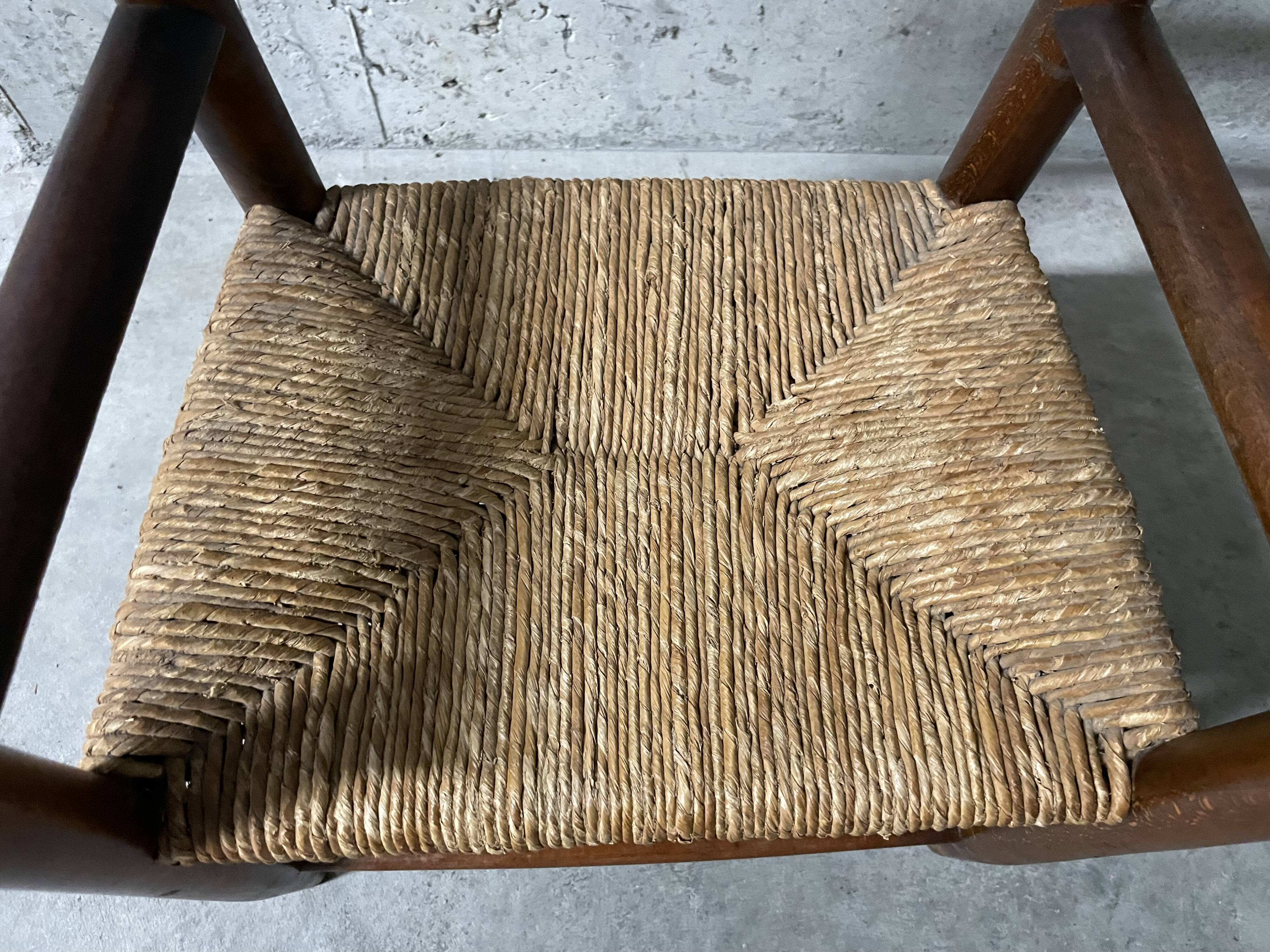 Fauteuil en bois et paille pour enfant