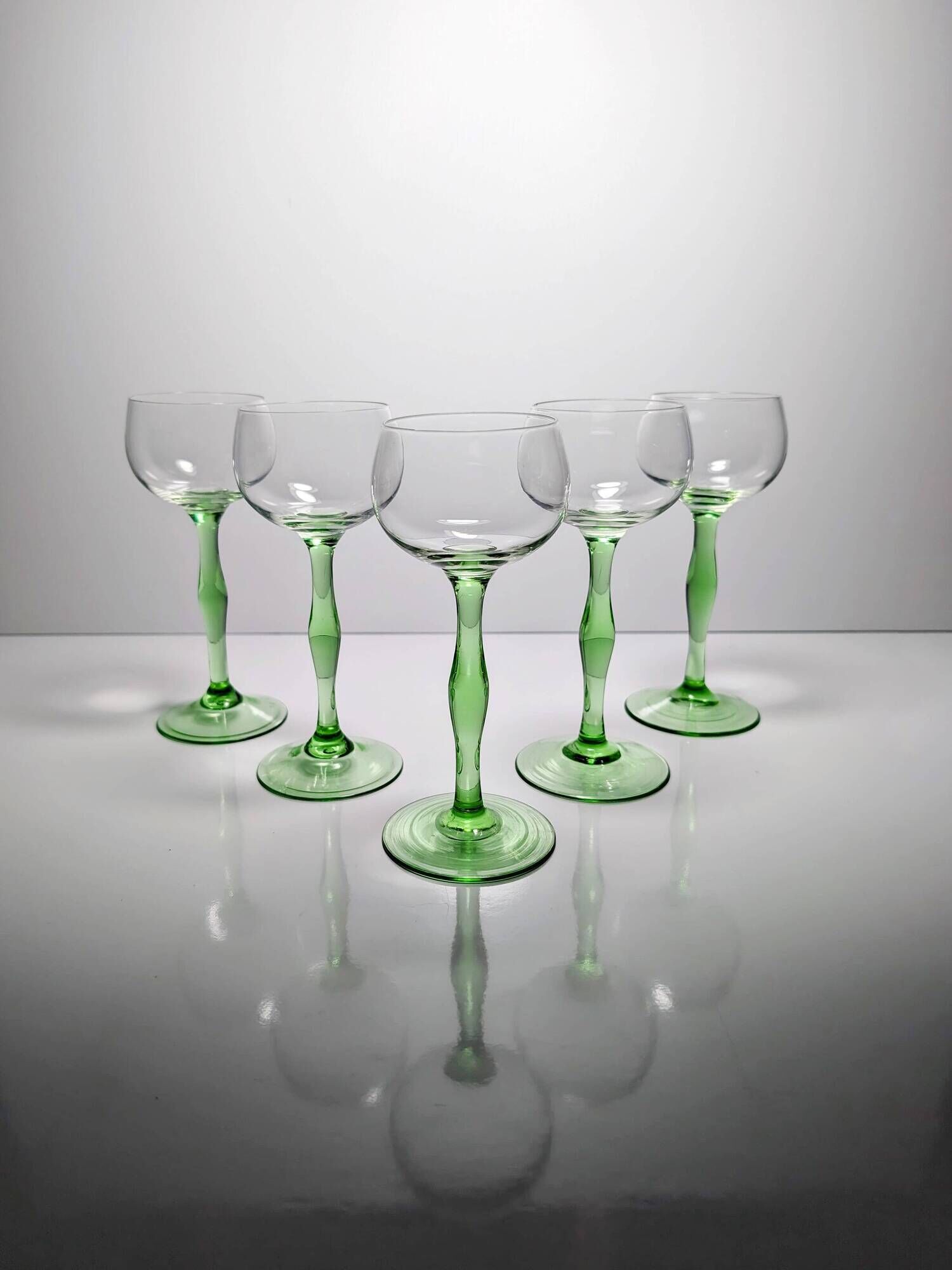 5x Art Nouveau wine glasses handmade - Peter Behrens Style 1900