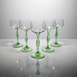 5x Art Nouveau wine glasses handmade - Peter Behrens Style 1900