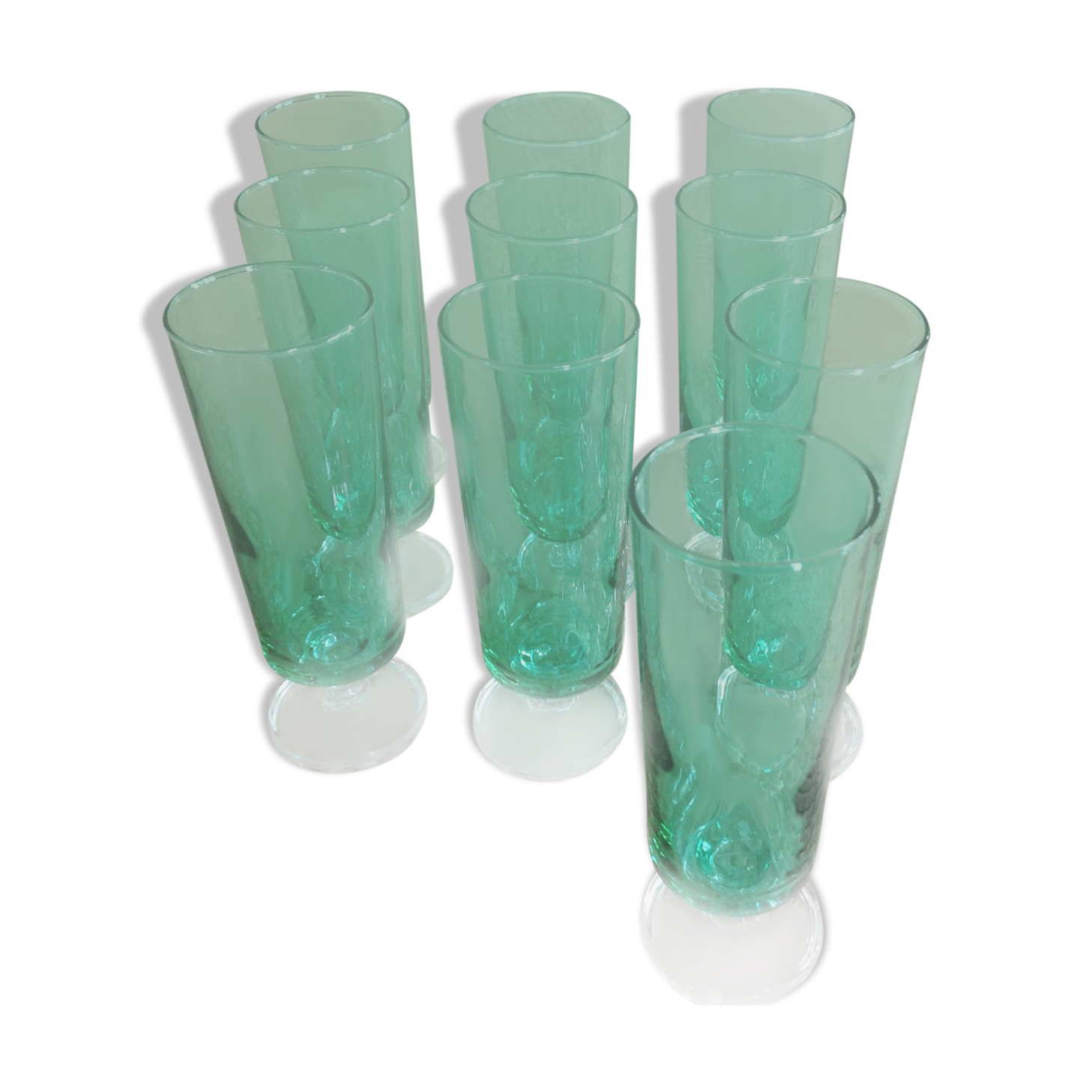 Series of 11 champagne flutes