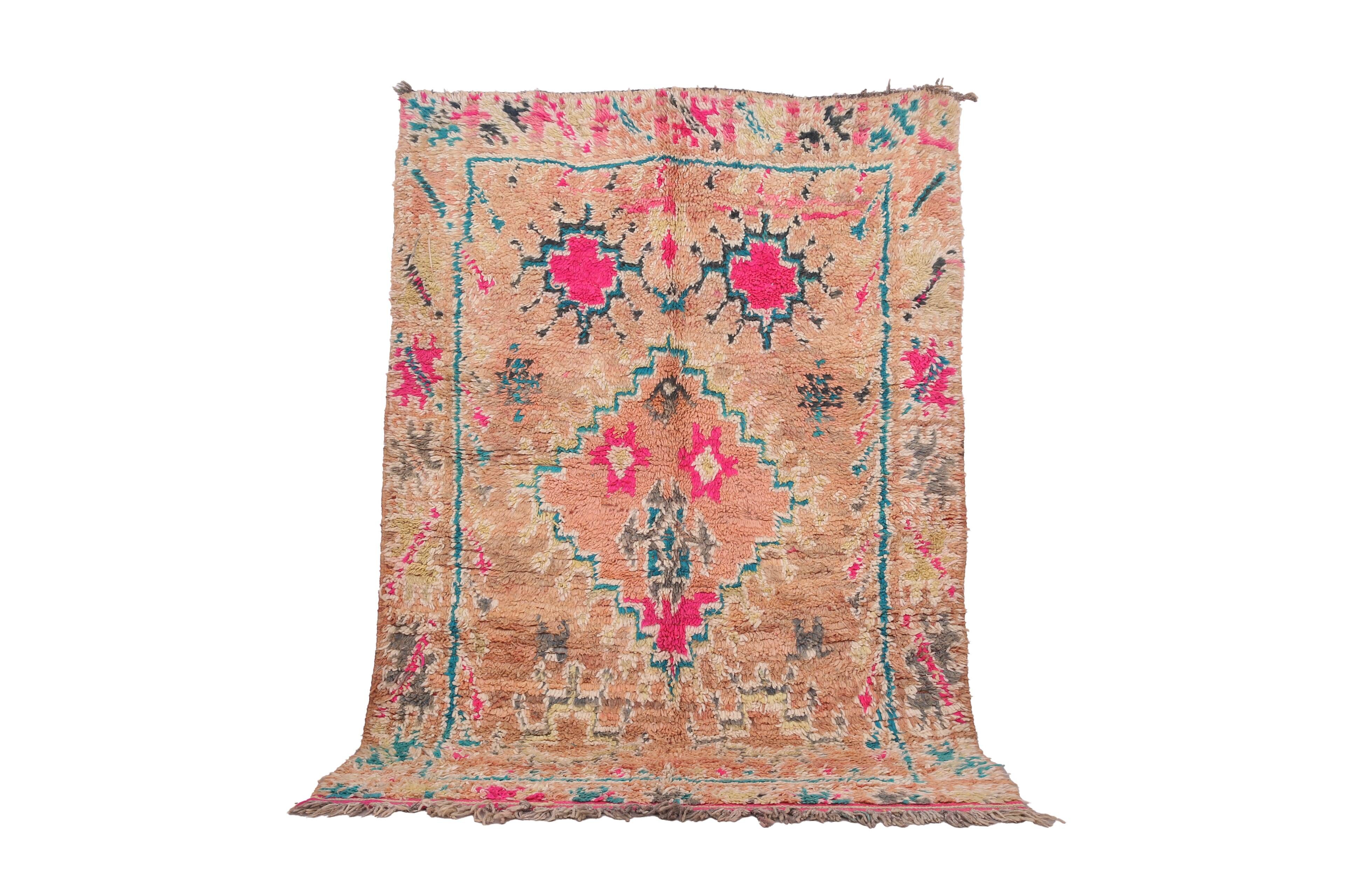 Tapis marocain vintage en laine colorée