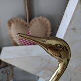 Vintage heron in gilded and solid brass