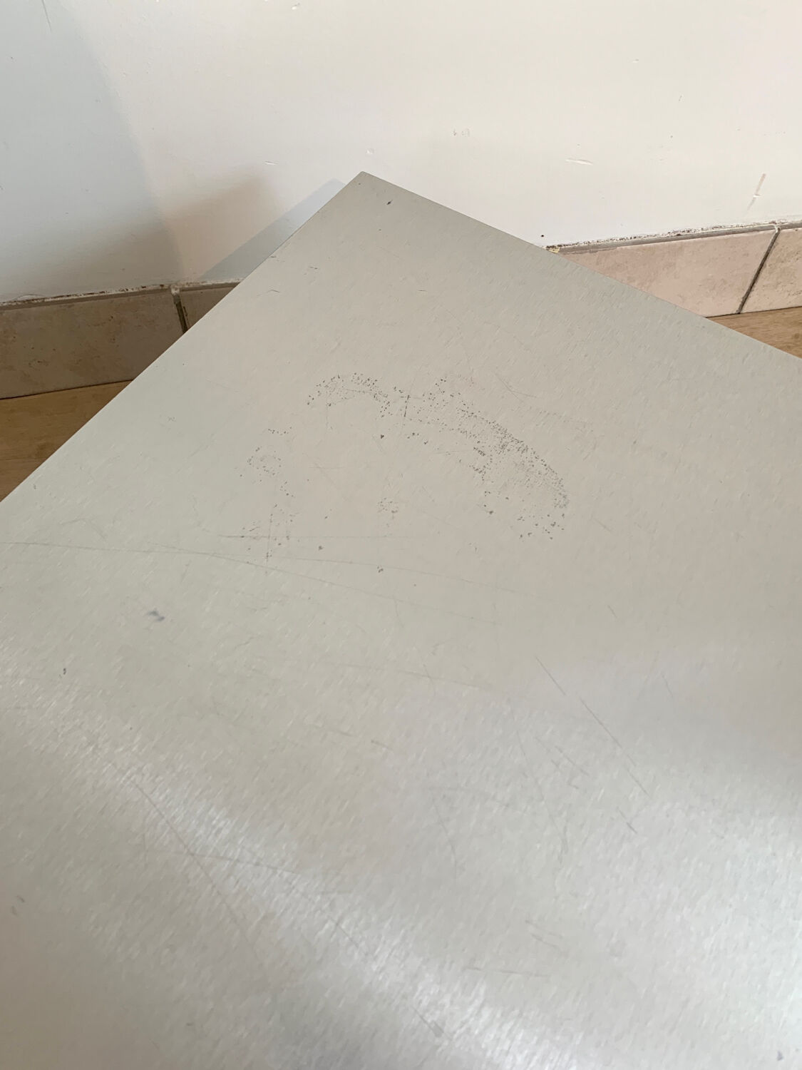 70s coffee table in brushed aluminum