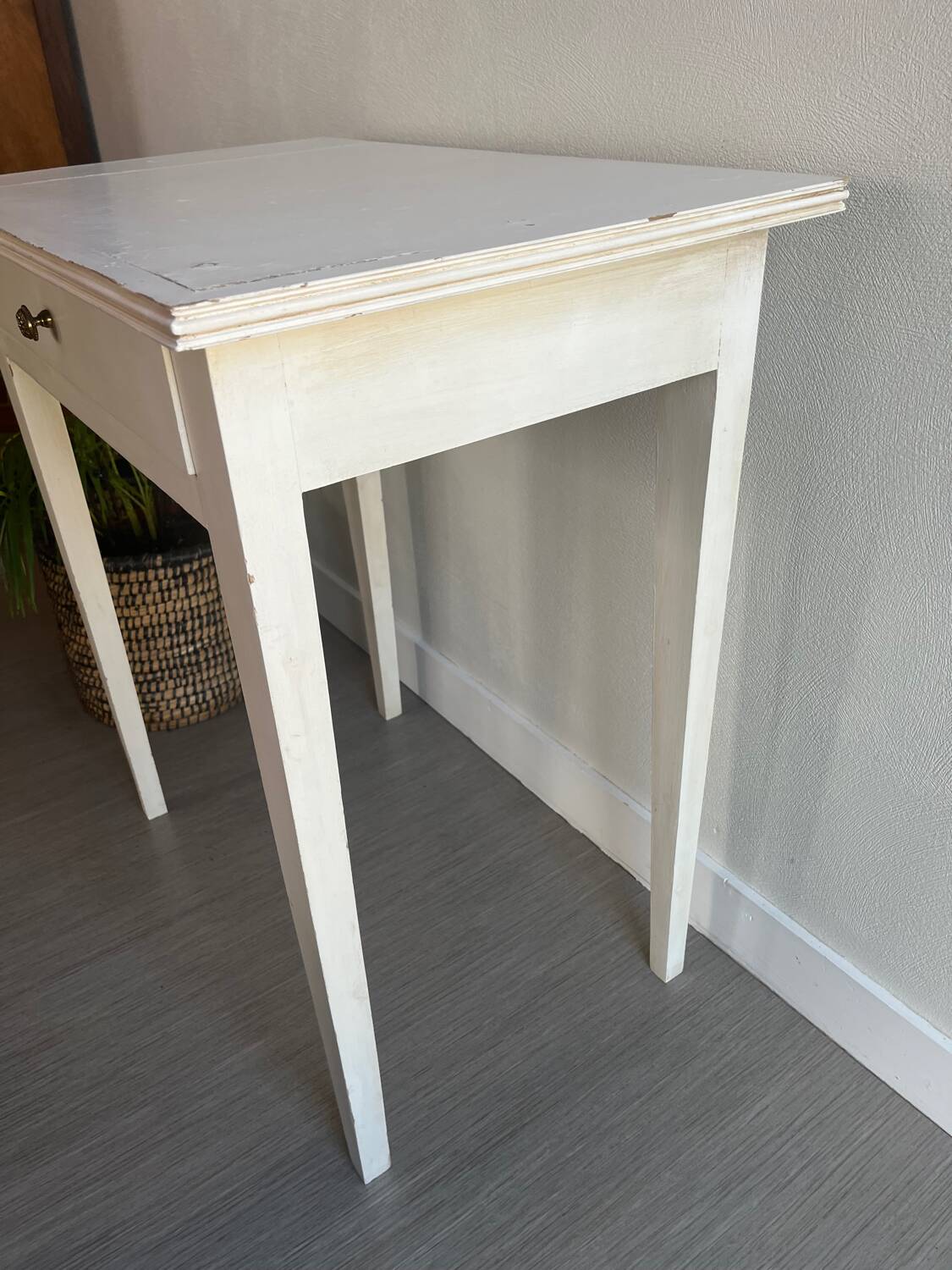 Small patinated wood table / desk / console / side table