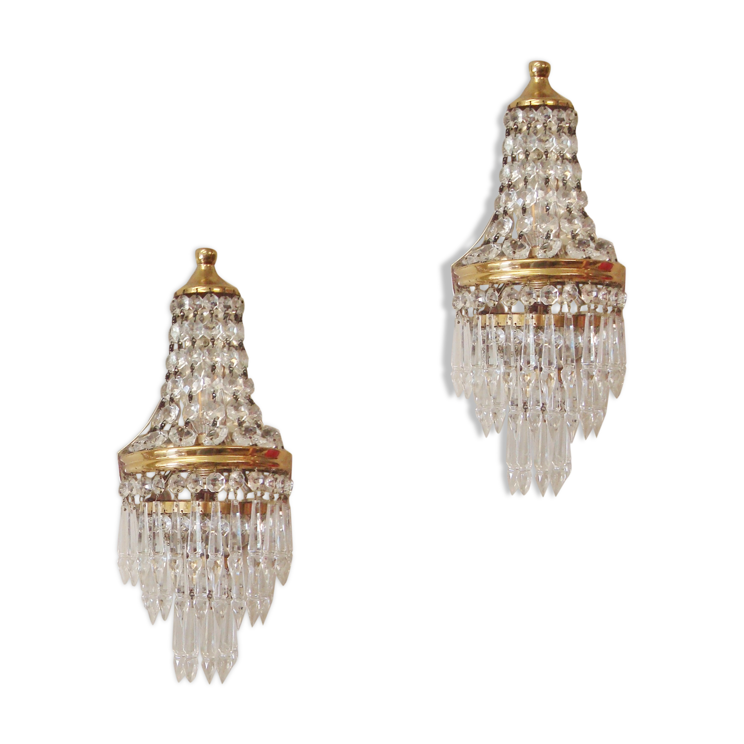 Paire d'appliques montgolfière anciennes sac à perles