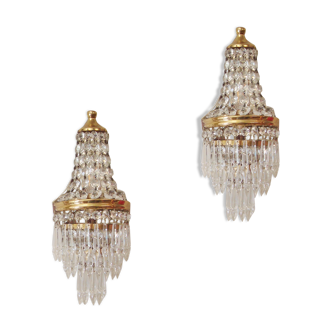Paire d'appliques montgolfière anciennes sac à perles