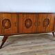 1960s sideboard with decorated doors in wood and brass