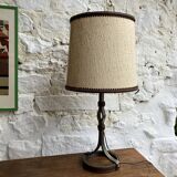 Table lamp base in iron and leather by Jean-Pierre Ryckaert - 1950s