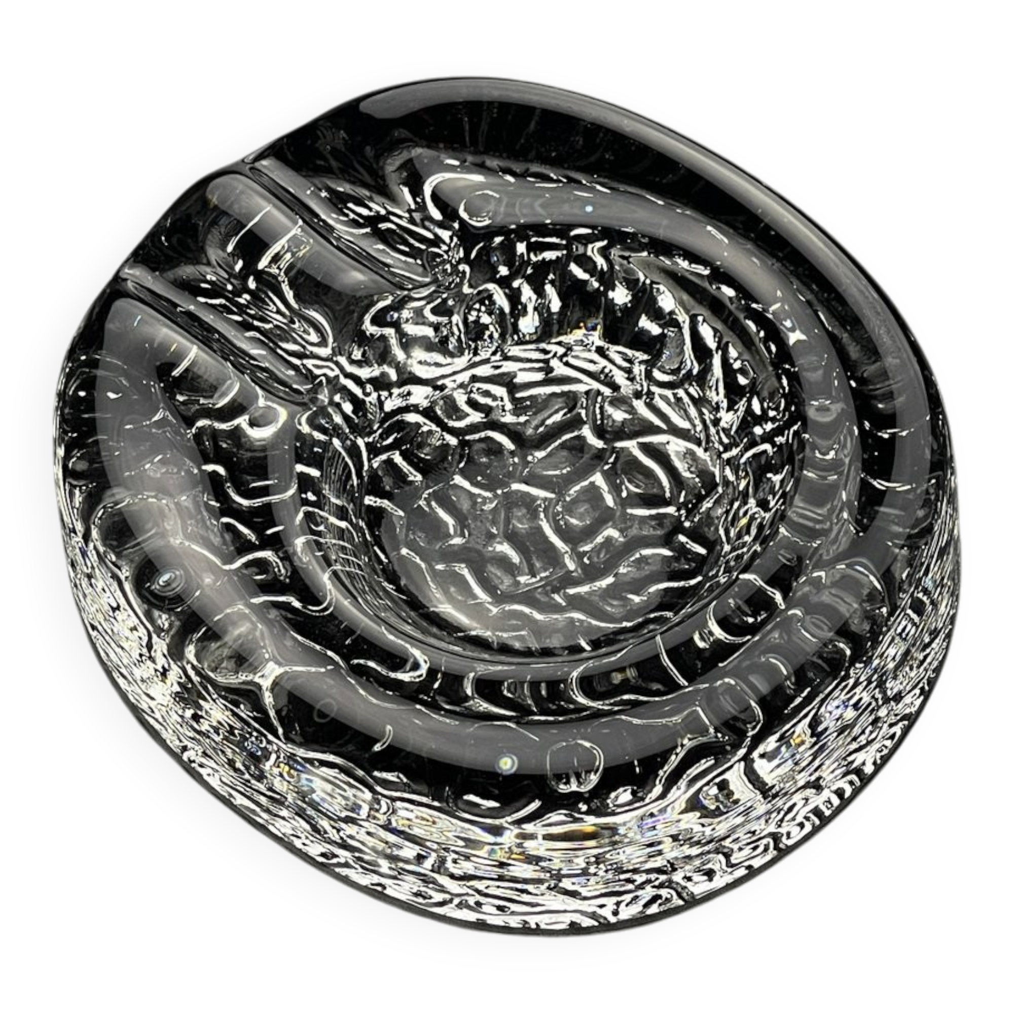 Vintage frosted glass ashtray by Kosta Boda, Sweden, 1970s.