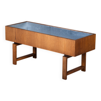 Oak Cache-Pot with Zinc Coating, Denmark, 1960s