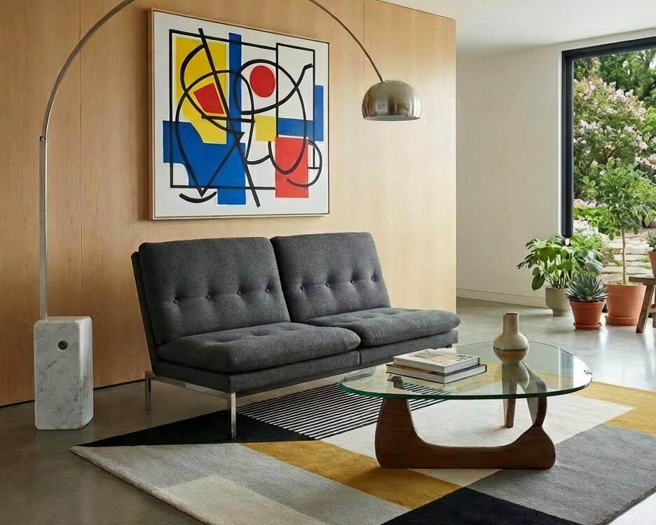 Anthracite grey banquette from the 1970s