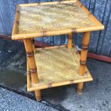 Coffee table, vintage bamboo shelf