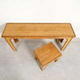 Console with sidetable and mirror in bamboo and rattan