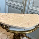 Carved wooden and marble console