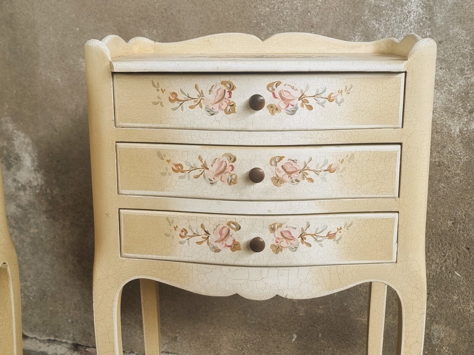 Set of bedside tables hand-painted Louis XV style
