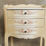 Set of bedside tables hand-painted Louis XV style