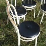 Set of 4 white and black Thonet bistro chairs