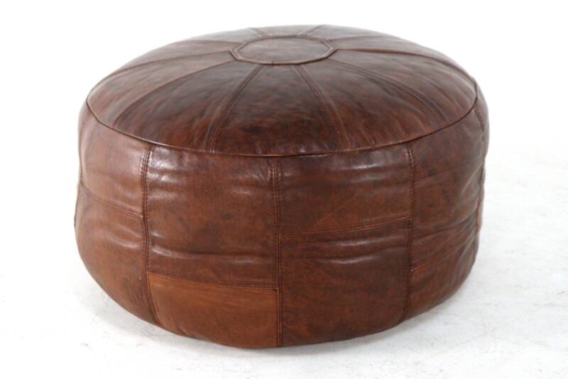 Pouf en cuir Woerdenbach - vintage