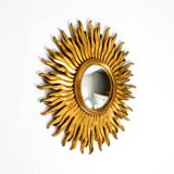 Mid Century Sunburst Kovex wall mirror made of wood and resin - gold plated