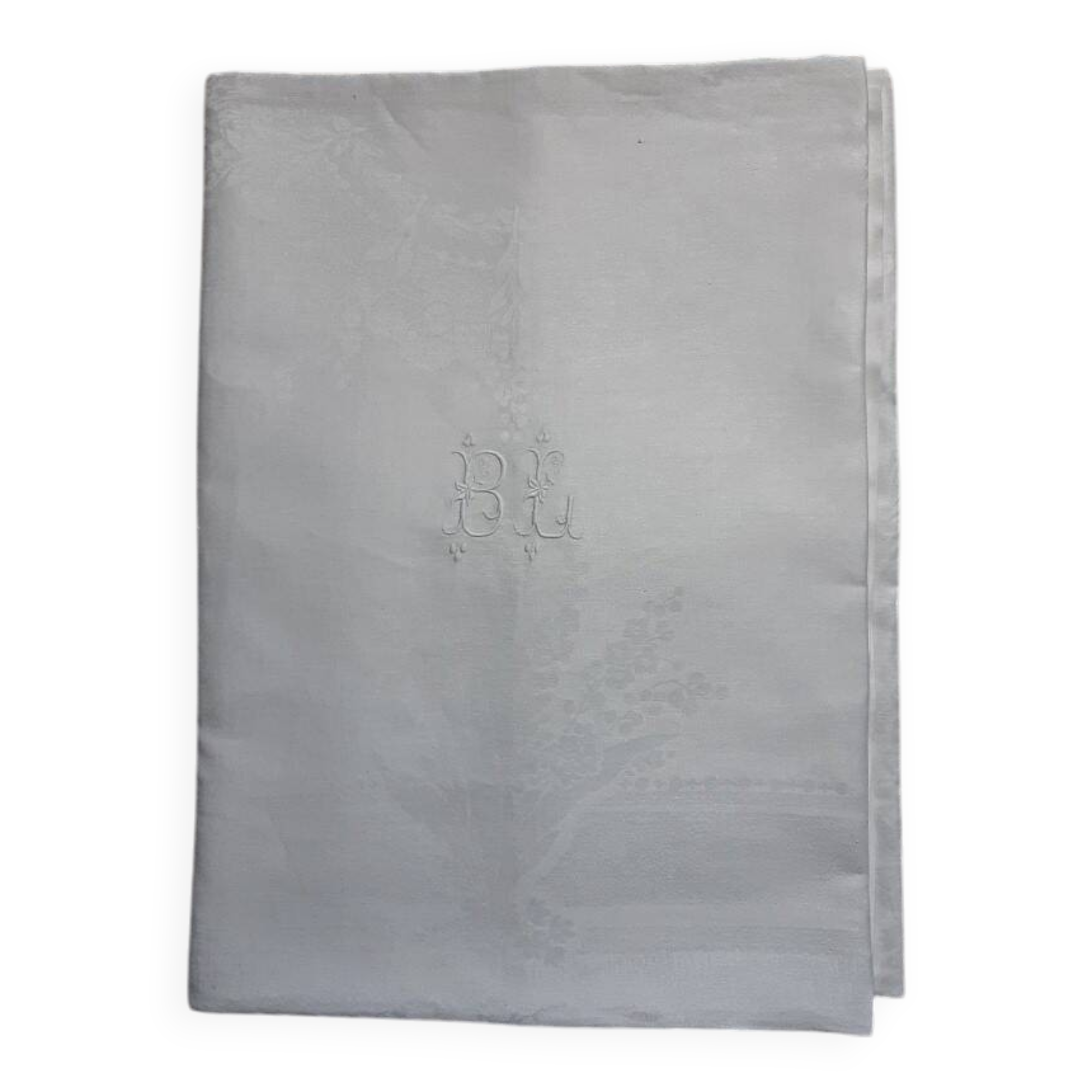 Grande nappe damassée - 2m x 4m10 - monogrammée BL, 1930