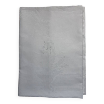 Grande nappe damassée - 2m x 4m10 - monogrammée BL, 1930
