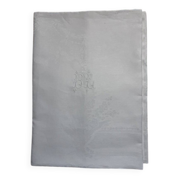 Large damask tablecloth - 2m x 4m10 - monogrammed BL, 1930