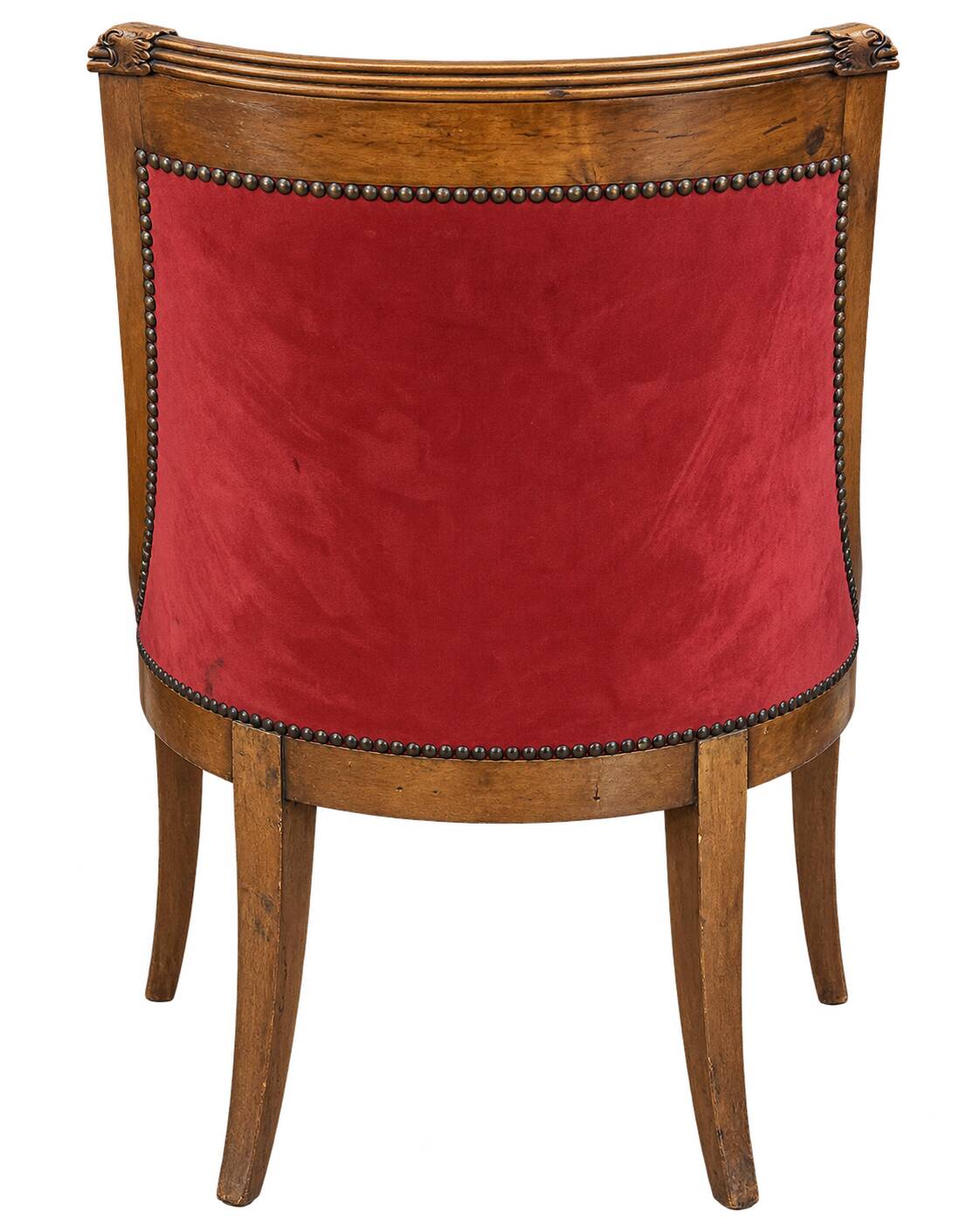 Suite de 6 chaises gondole style Empire en velours rouge