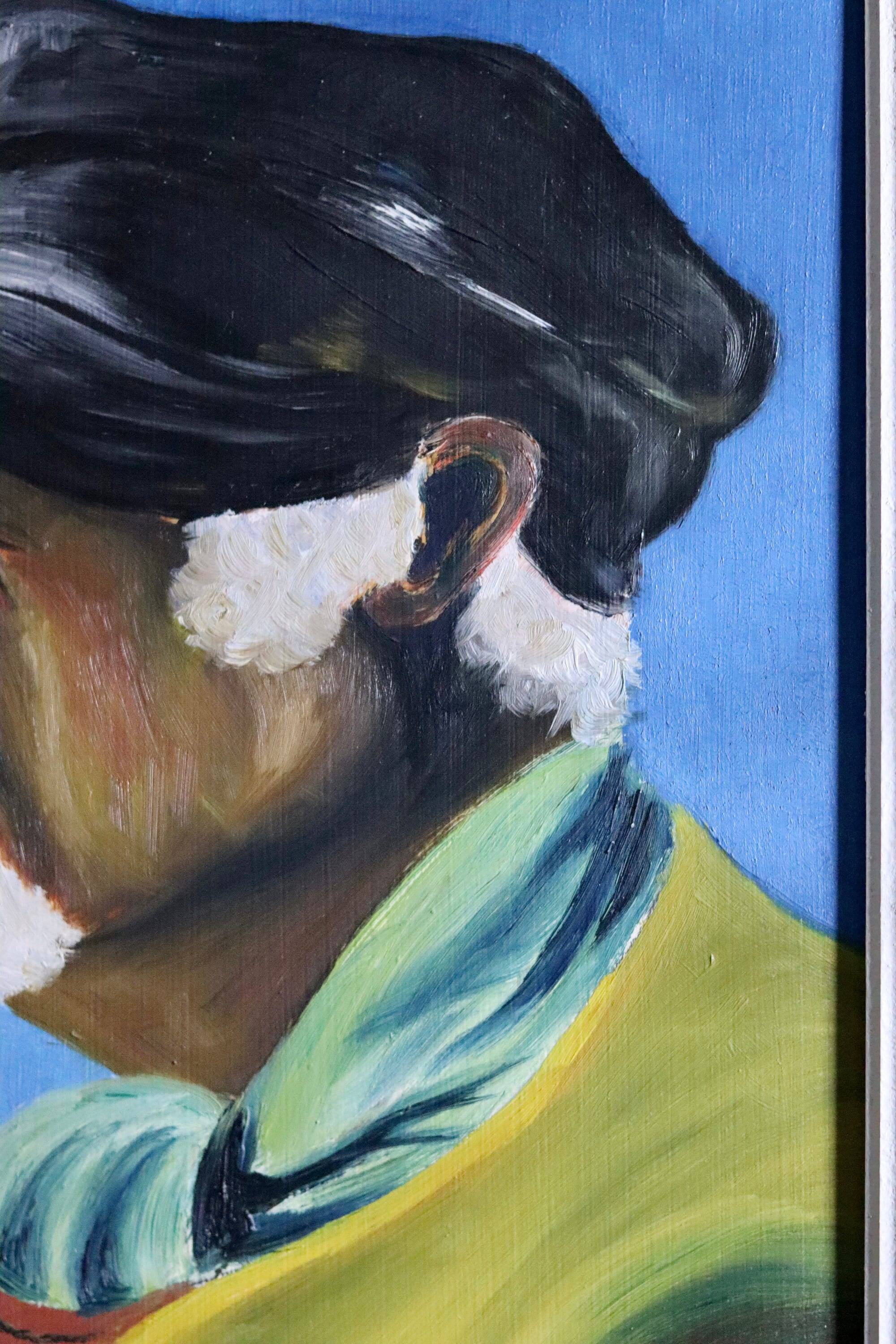 Original Swedish modernist oil on panel "Portrait of a Fisherman" by Tornquist - Framed