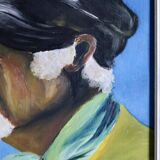 Original Swedish Modernist Oil on Panel " Portrait of Fisherman " by Tornquist - Framed