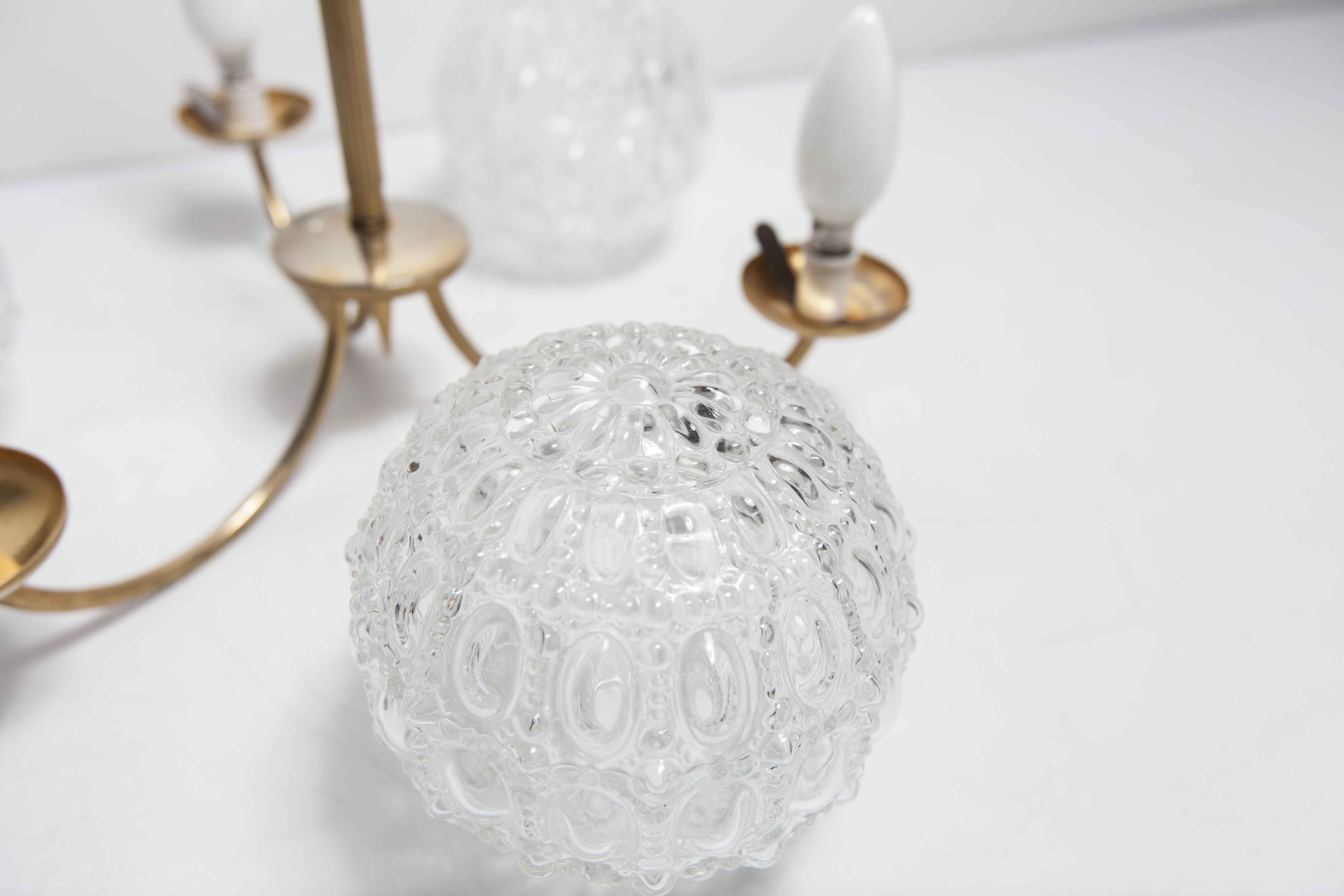 Brass ceiling and glass 3 balls 1960