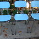 Set of three vintage blue formica chairs