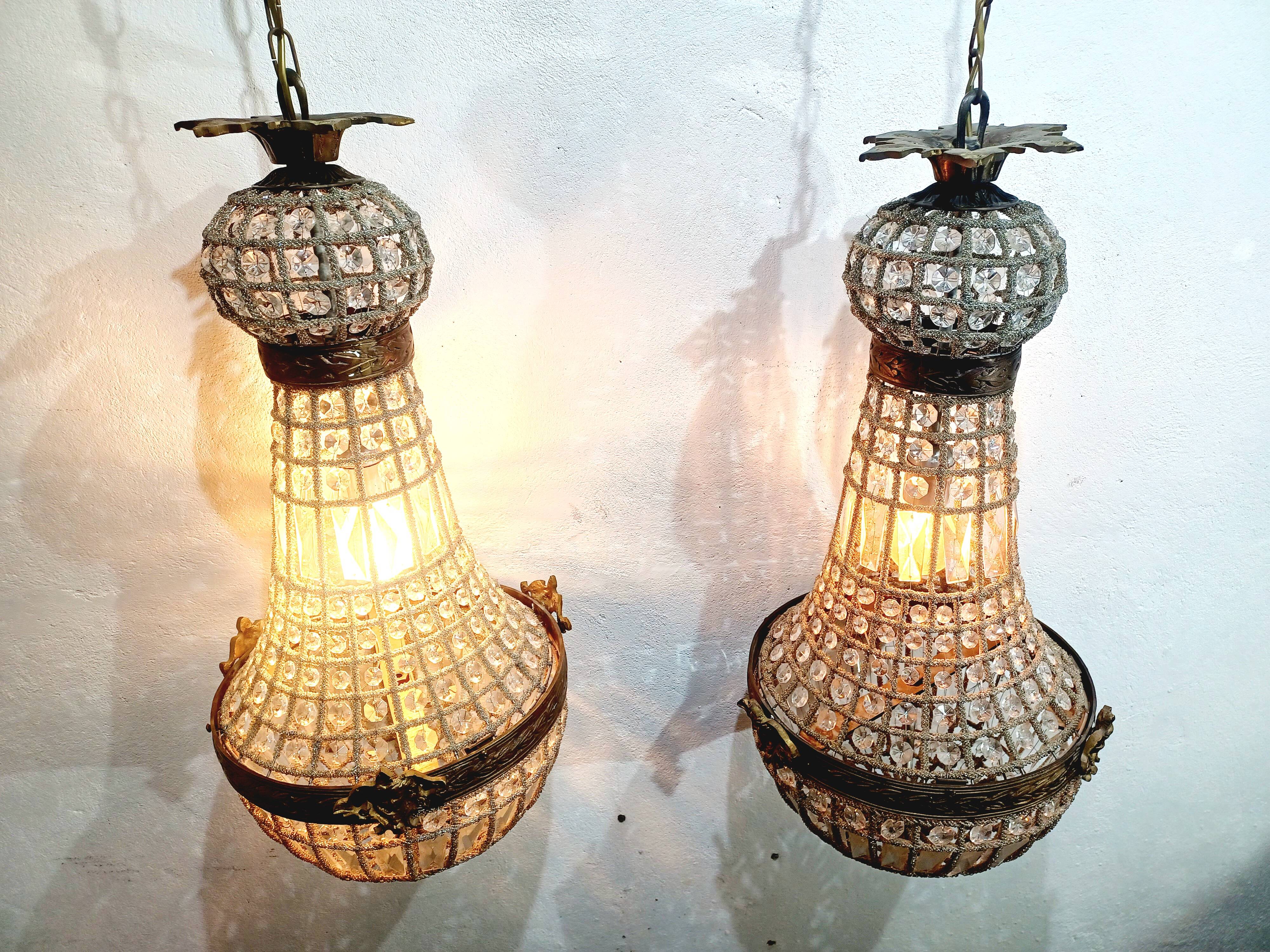 Pair of 1-Light Hot Air Balloon Chandeliers