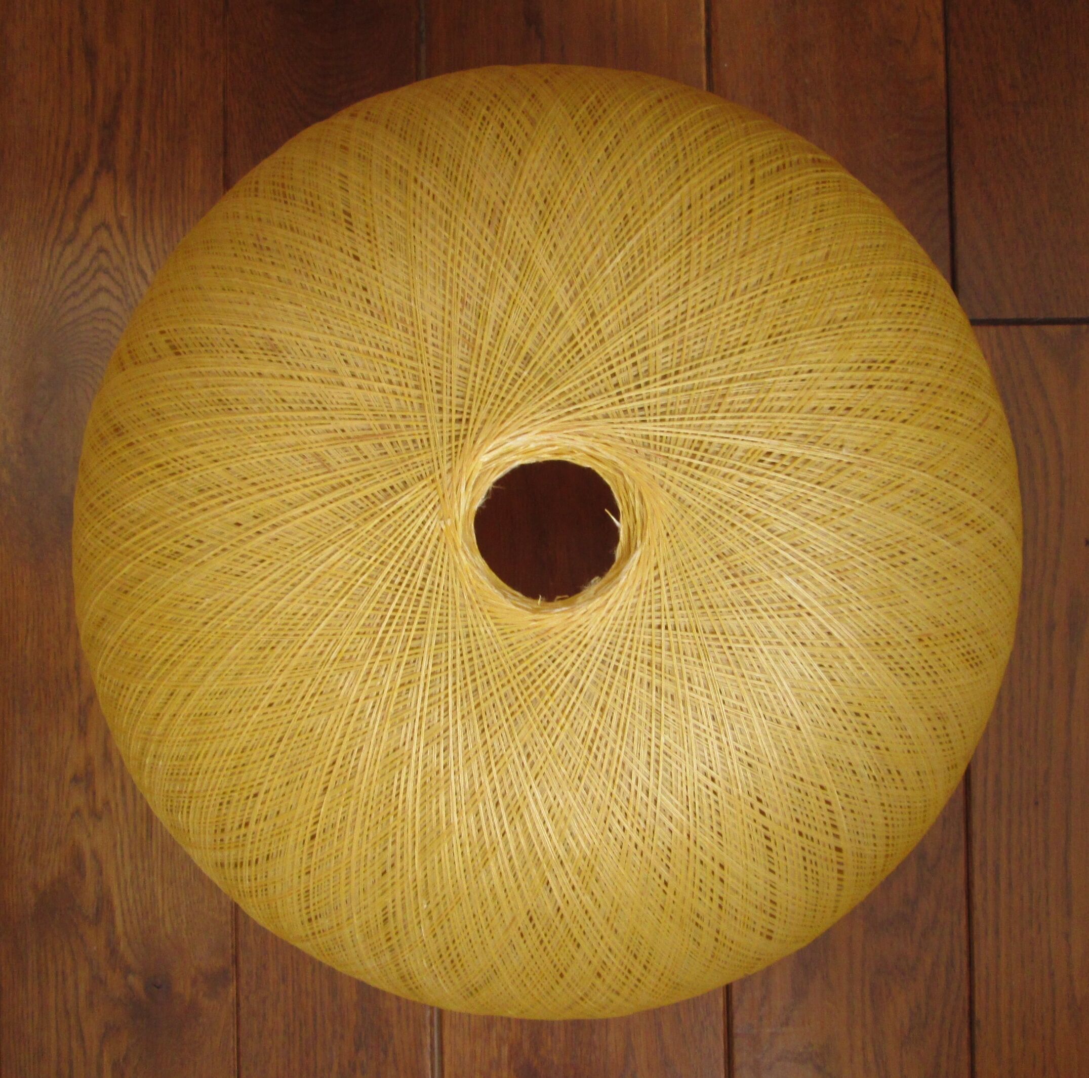 Atomic yellow spun fiberglass hanging lamp, early 1960