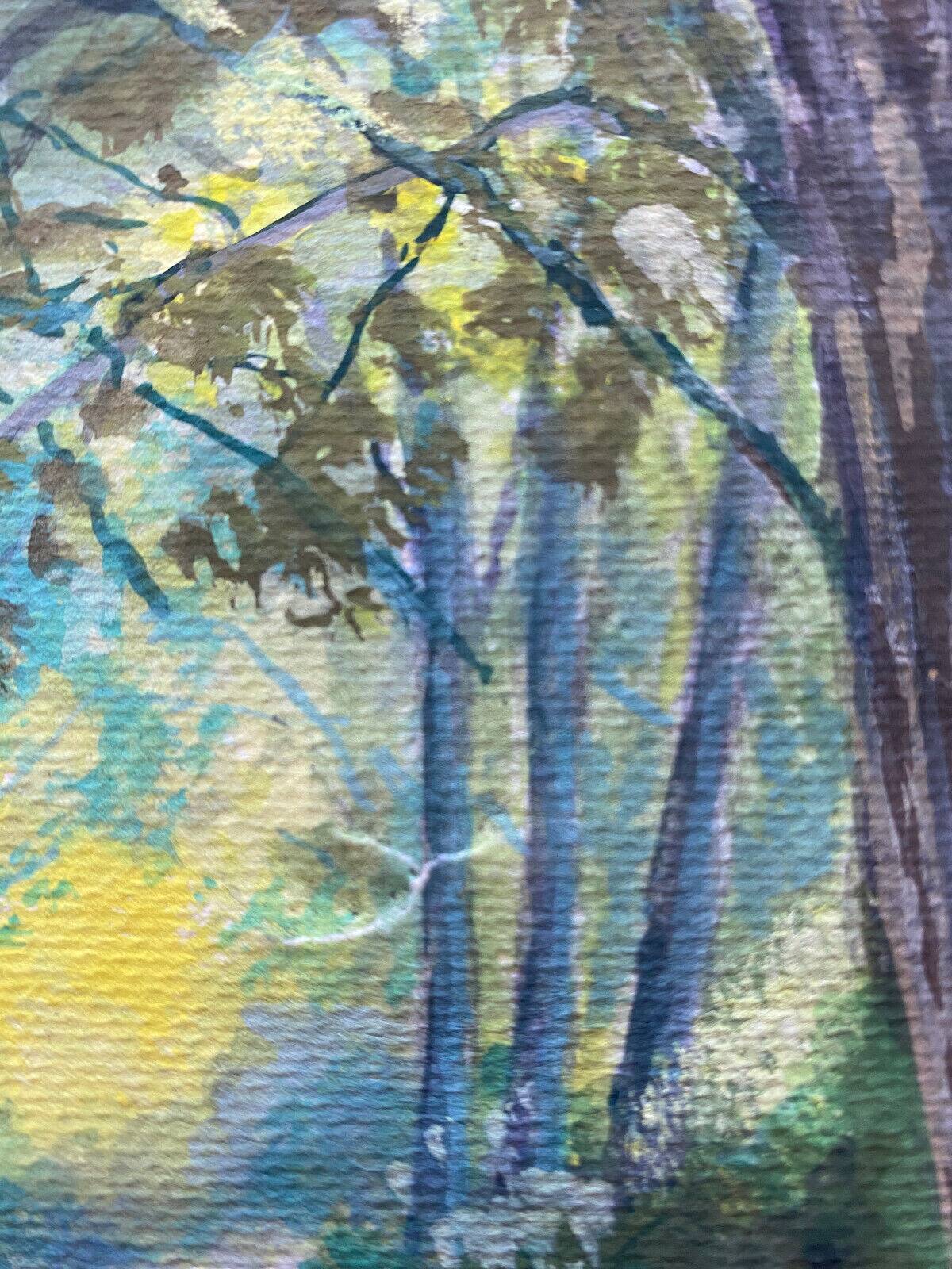 Gouache painting "The river in the woods" second half 20th century