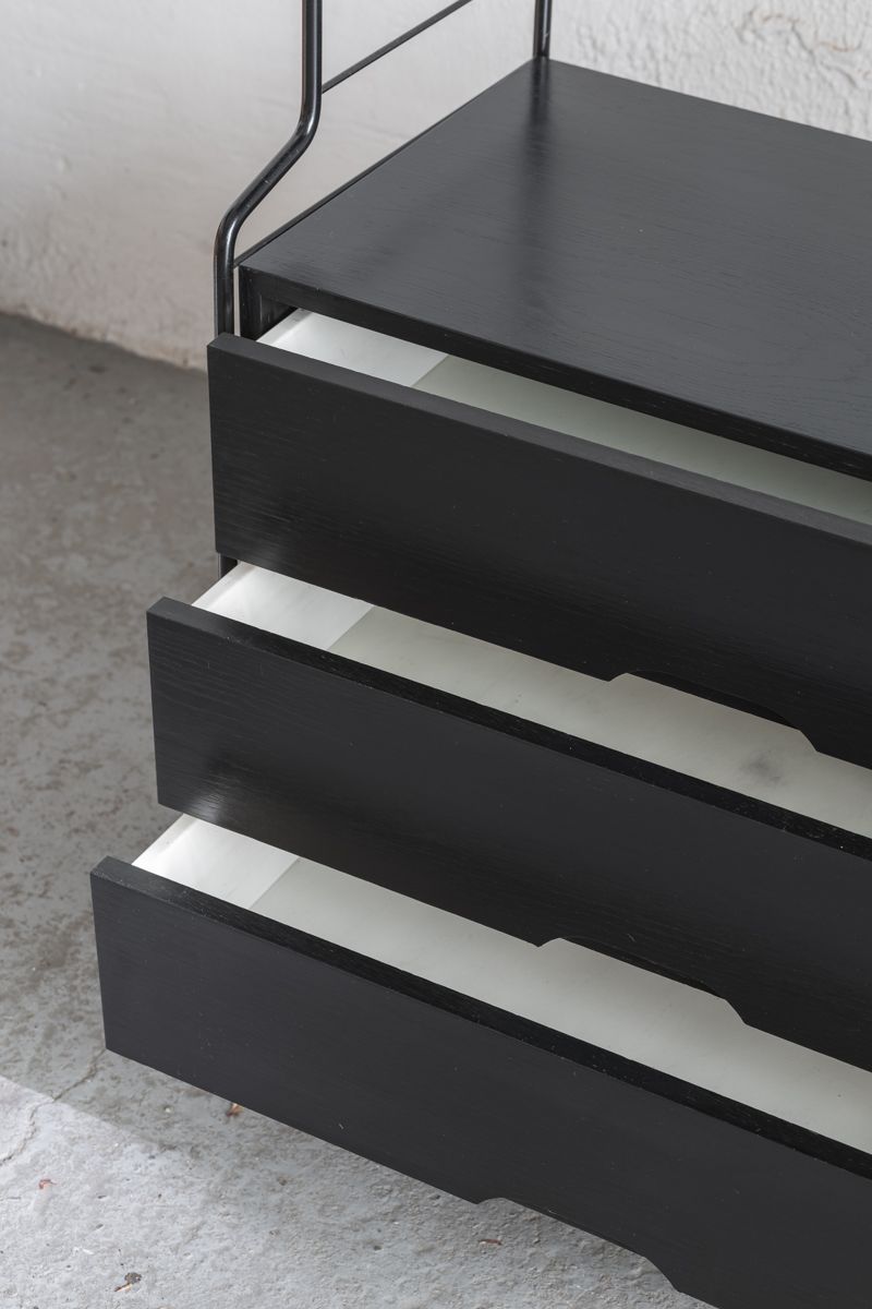 3-Bay shelving system in black by WHB, Germany, 1960’s