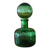 Carafe, bouteille décorative en verre vert émeraude Empoli - années 1960
