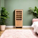 Parisian glass cabinet, raw wood, 1960s