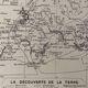 Lithographie planisphère carte de la Terre de 1928