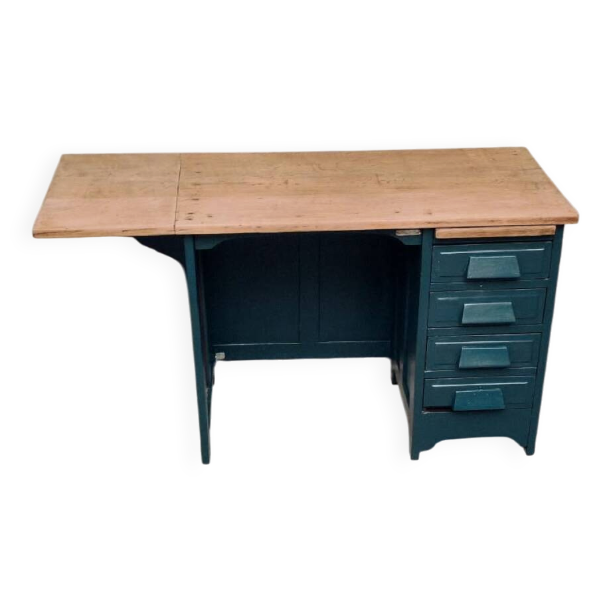 Antique desk with drawers and shelf