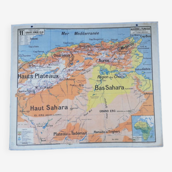 Ancienne carte Vidal Lablache N°11 Algérie Tunisie Sahara