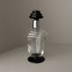 Transparent Murano glass decanter with black stopper and silver neck collar, Art Deco, 1930s Italy