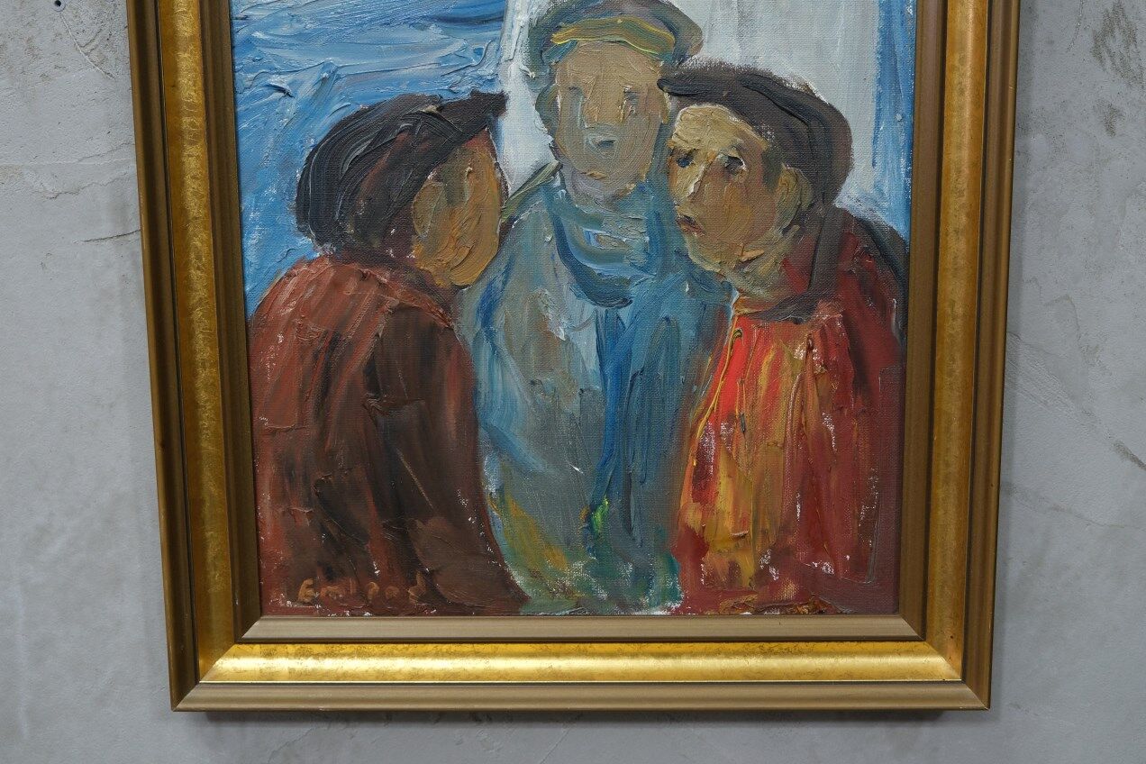 Fishermen, 1960s, oil on canvas, framed, Einar Emland (1916-1994)
